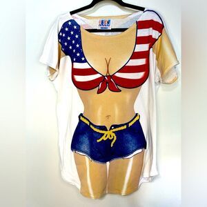 Vintage Patriotic My Bikini Coverup Mini Dress OS Daisy Dukes